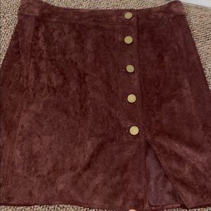 burgundy suede skirt